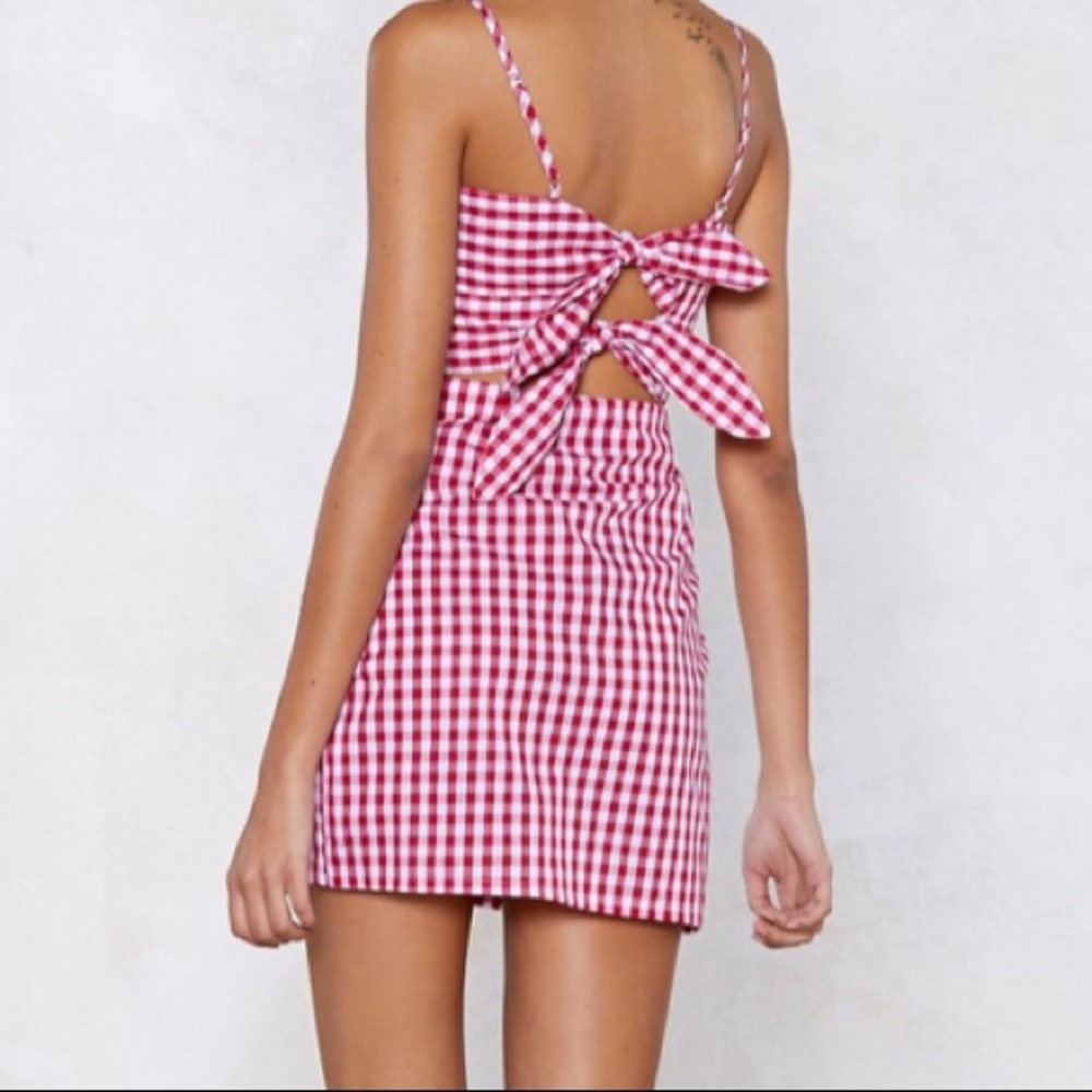 NastyGal Red Gingham Dress